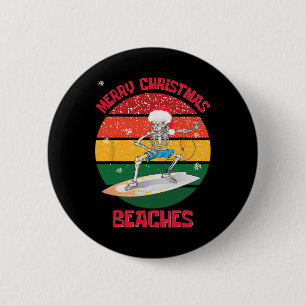 Badge Rond 5 Cm Squelette de surf de Noël Joyeux Noël Plages