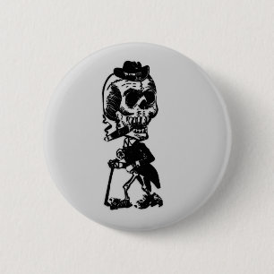 Badge Rond 5 Cm Squelette de tabagisme de cigare
