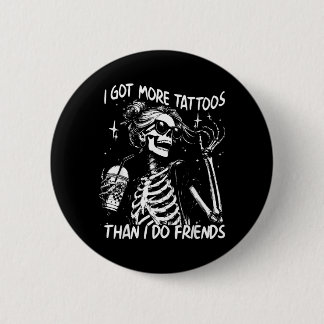 Badge Rond 5 Cm Squelette de tatouage avec plus de tatouages que d