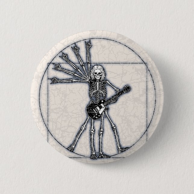 Badge Rond 5 Cm Squelette de Vitruvian (Devant)