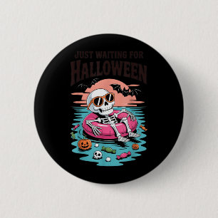 Badge Rond 5 Cm Squelette d'été effrayant attendant les enfants d'