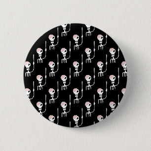 Badge Rond 5 Cm Squelette d'Halloween avec épée