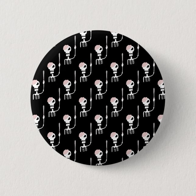 Badge Rond 5 Cm Squelette d'Halloween avec épée (Devant)