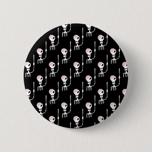 Badge Rond 5 Cm squelette d'Halloween avec une épée  (Devant)