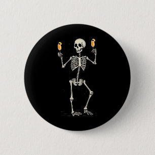 Badge Rond 5 Cm Squelette d'Halloween buvant une queue de Bellini