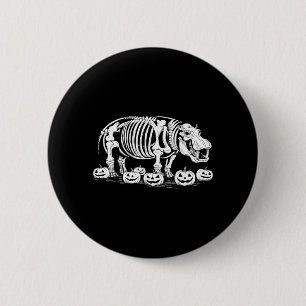 Badge Rond 5 Cm Squelette d'Hippopotame Anniversaire Halloween Hom