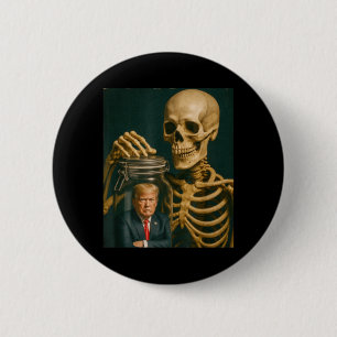 Badge Rond 5 Cm Squelette drôle d'Halloween