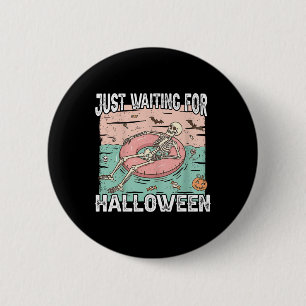 Badge Rond 5 Cm Squelette Été éffrayant En Attente D'Halloween
