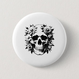 Badge Rond 5 Cm Squelette Floral Graphique T Vêtements Gothiques P