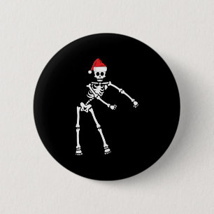 Badge Rond 5 Cm Squelette flottant Santa Hat Funny Enfants Noël Fê