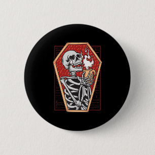 Badge Rond 5 Cm Squelette gothique dans Coffin Mall Goth Halloween