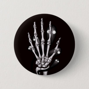 Badge Rond 5 Cm Squelette Main Avec Fantômes Déplaisants Gothique
