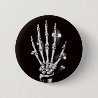Badge Rond 5 Cm Squelette Main Avec Fantômes Déplaisants Gothique