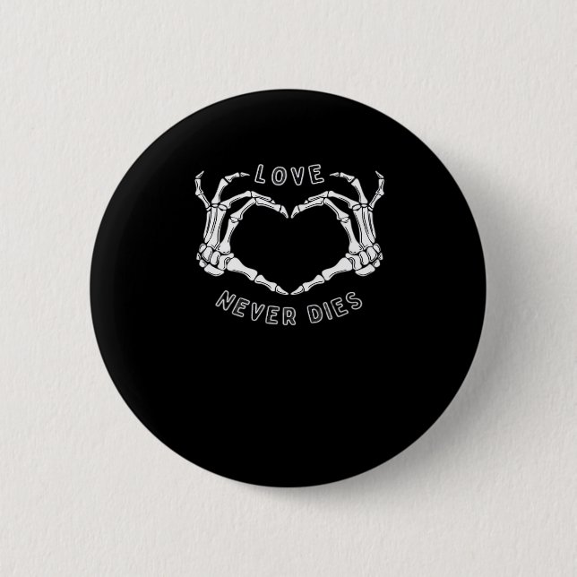 Badge Rond 5 Cm Squelette Mains Coeur Drôle & Classique (Devant)