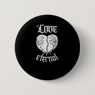 Badge Rond 5 Cm Squelette Mains Coeur Gothique Classique