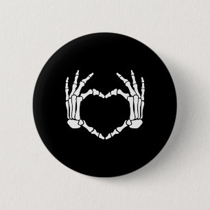 Badge Rond 5 Cm Squelette Mains Coeur Signer Retro Costume Hallowe