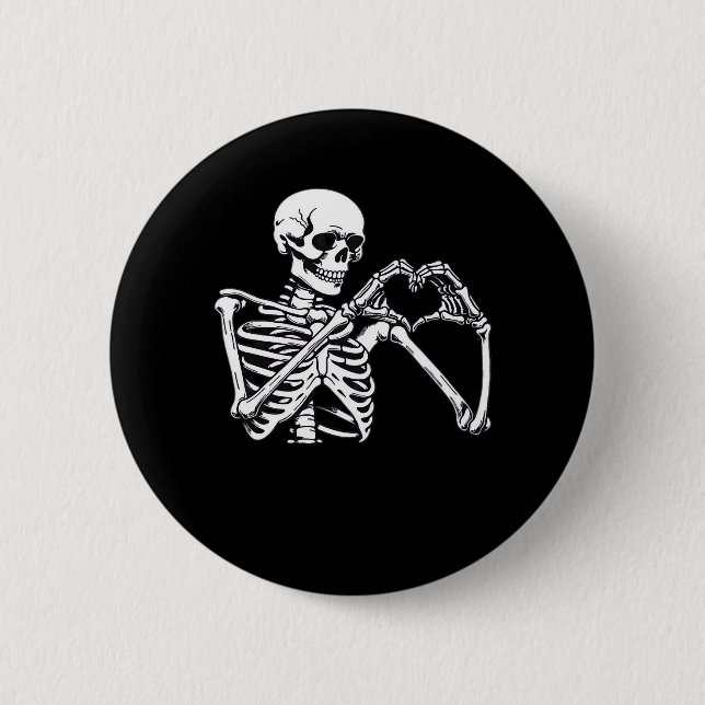 Badge Rond 5 Cm Squelette Mains de coeur Signer Costume d'Hallowee (Devant)