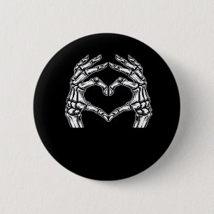 Badge Rond 5 Cm Squelette Mains de coeur Signer Costume d'Hallowee