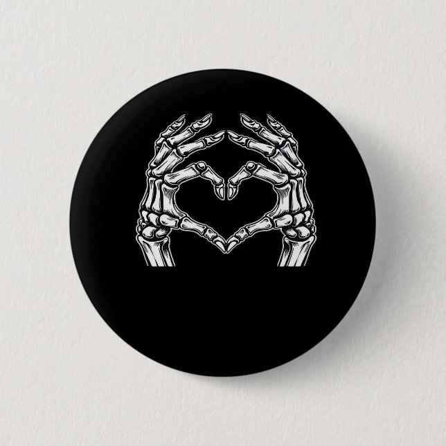 Badge Rond 5 Cm Squelette Mains de coeur Signer Costume d'Hallowee (Devant)