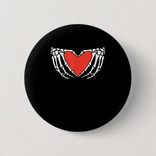 Badge Rond 5 Cm Squelette Mains Formant Coeur - Déplaisant Hallo g