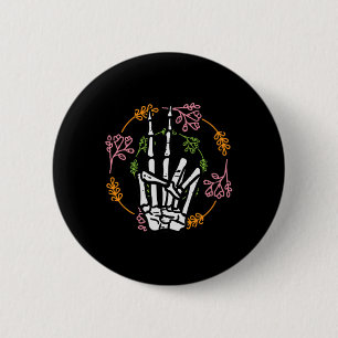 Badge Rond 5 Cm Squelette Pocket de paix main Halloween Costume Ho