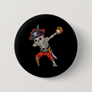 Badge Rond 5 Cm Squelette qui Dab Pirate Baseball Drôle Halloween 