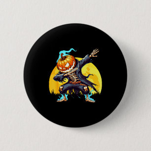 Badge Rond 5 Cm Squelette qui Dab sans tête Citrouille Dab Danse G