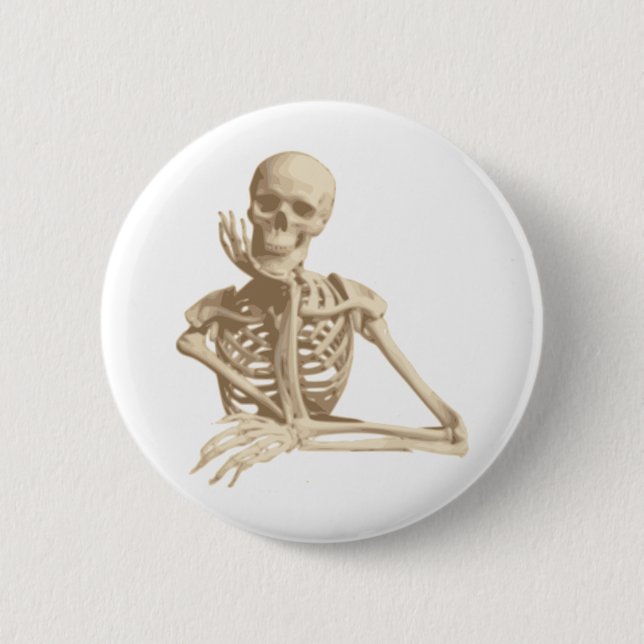 Badge Rond 5 Cm Squelette réfléchi (Devant)