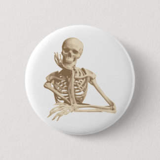 Badge Rond 5 Cm Squelette réfléchi
