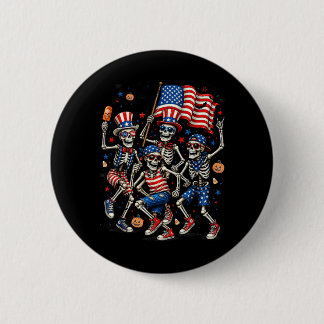 Badge Rond 5 Cm Squelettes patriotiques Halloween Cadeau drôle et 