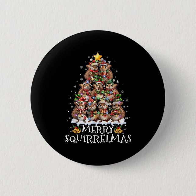 Badge Rond 5 Cm Squirrel Christmas Tree Lights Merry Squirrelmas S (Devant)