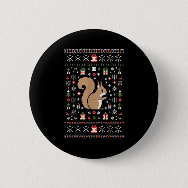 Badge Rond 5 Cm Squirrel Ugly Christmas  (Devant)