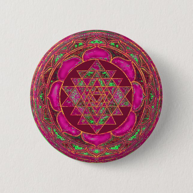 Badge Rond 5 Cm Sri Lakshmi Yantra Mandala (Devant)