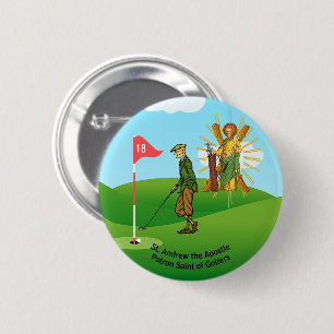 Badge Rond 5 Cm St. André et golfeur élégant