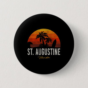 Badge Rond 5 Cm St Augustine Beach Floride Fl Palms Surf de vacanc