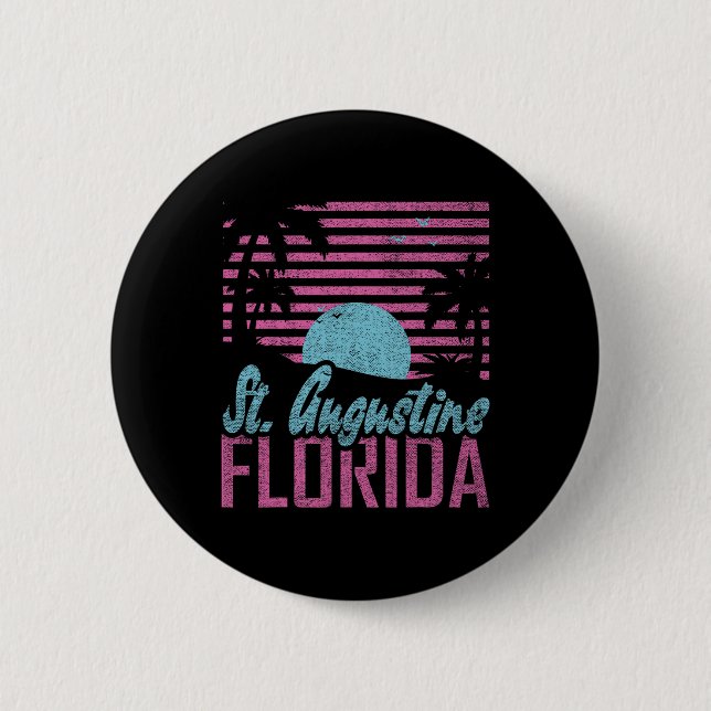 Badge Rond 5 Cm St. Augustine Floride Fl Citron État Miami Vibes  (Devant)