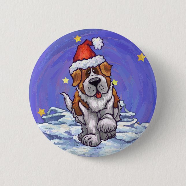 Badge Rond 5 Cm St. Bernard Christmas (Devant)
