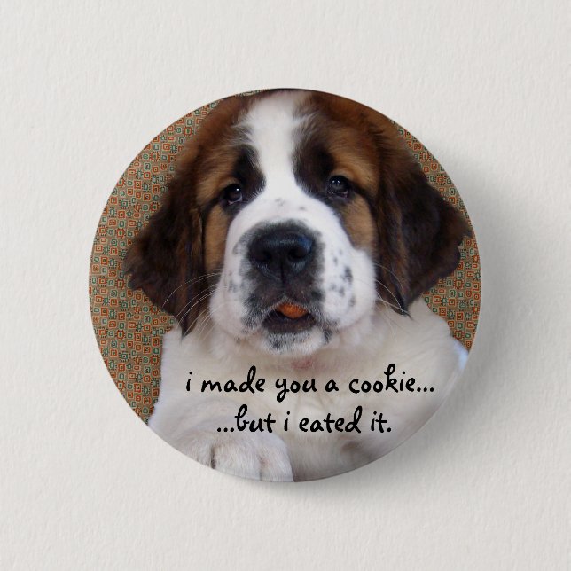 Badge Rond 5 Cm St Bernard Puppy Cookie (Devant)