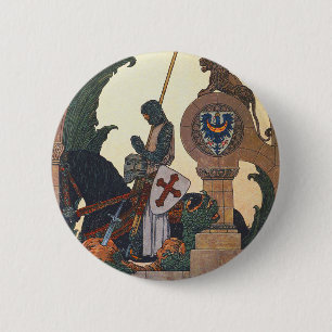 Badge Rond 5 Cm St George et le Dragon - Heinrich Lefler