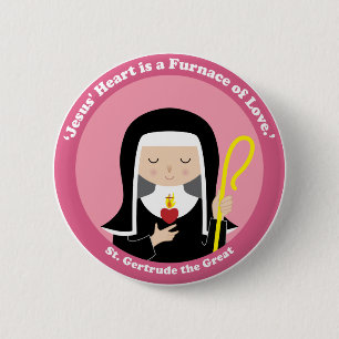 Badge Rond 5 Cm St Gertrude le grand
