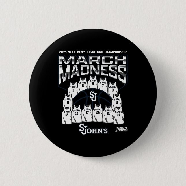 Badge Rond 5 Cm St. John's March Madness 2025 Men's Sketll Nil  (Devant)