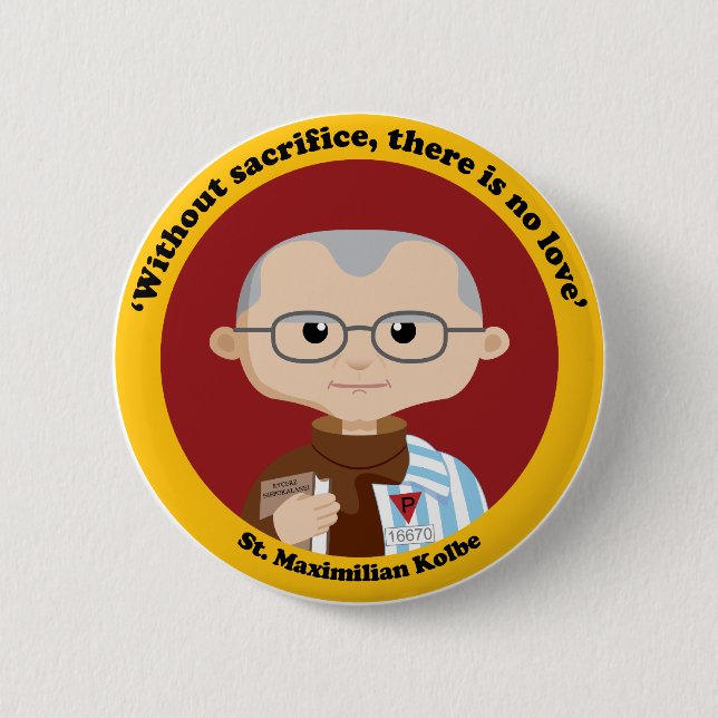 Badge Rond 5 Cm St Maximilian Kolbe (Devant)