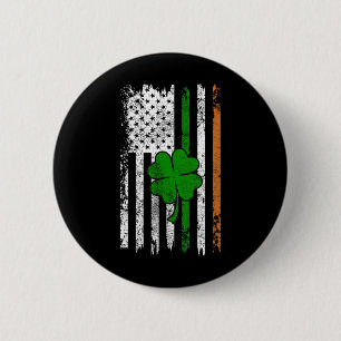 Badge Rond 5 Cm St Patrick Day Drapeau irlandais américain Retro S