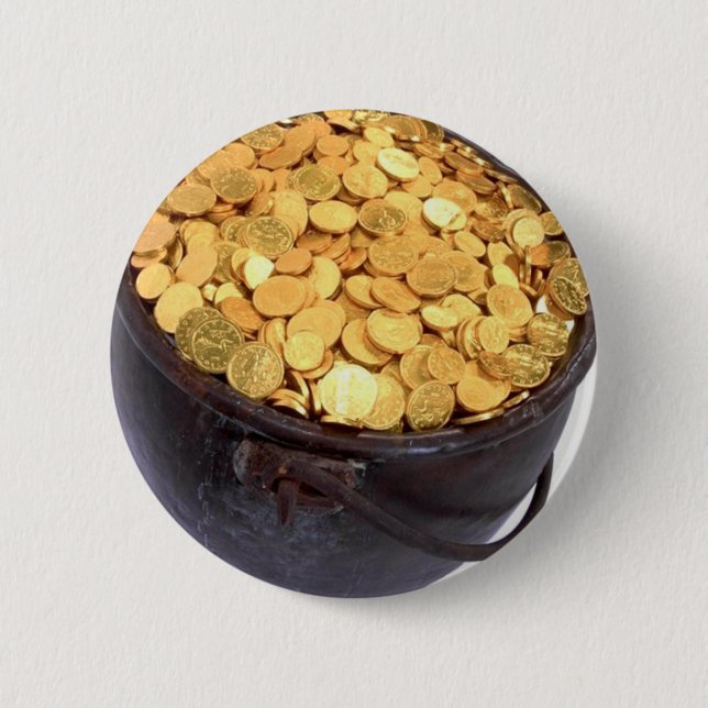 Badge Rond 5 Cm St Patrick et - pot d'or (Devant)