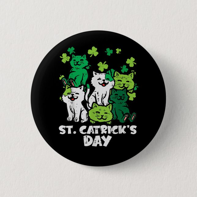 Badge Rond 5 Cm St Patricks Catricks Day Chats Saint Pattys (Devant)
