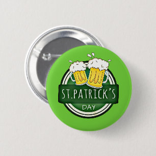 Badge Rond 5 Cm St. Patrick's Day, Beer Mugs, Irish Green