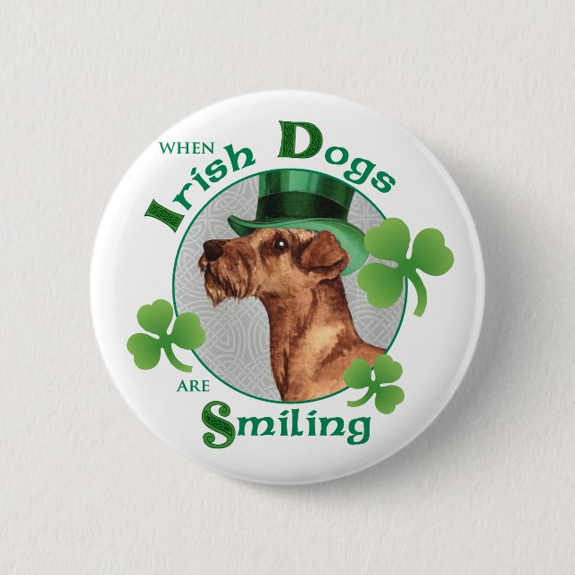 Badge Rond 5 Cm St. Patrick's Day Irish Terrier (Devant)