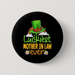 Badge Rond 5 Cm St Patricks Day Mère au Loi la Plus Chanceuse Ever