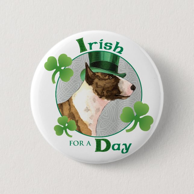 Badge Rond 5 Cm St. Patrick's Day Mini Bull Terrier (Devant)