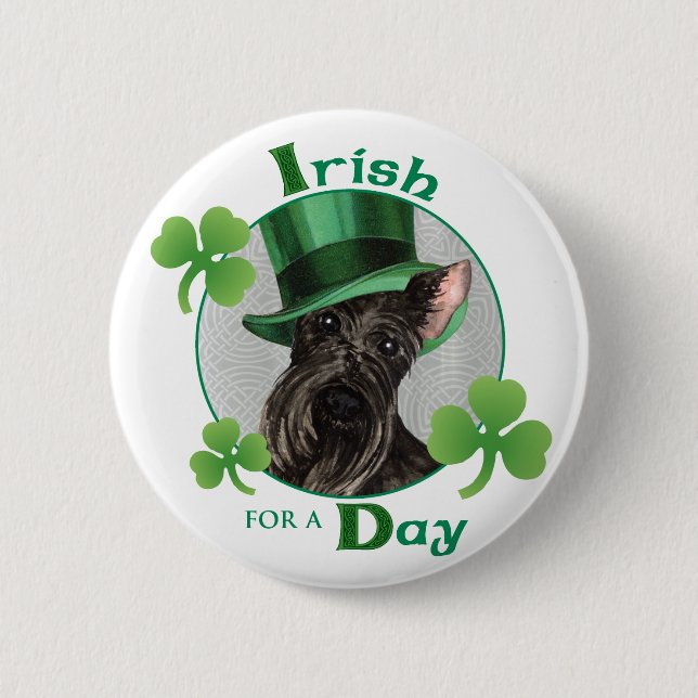 Badge Rond 5 Cm St. Patrick's Day Scottish Terrier (Devant)